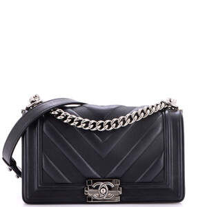 Chanel Old Medium Boy Flap Bag Perforated Chevron Lambskin